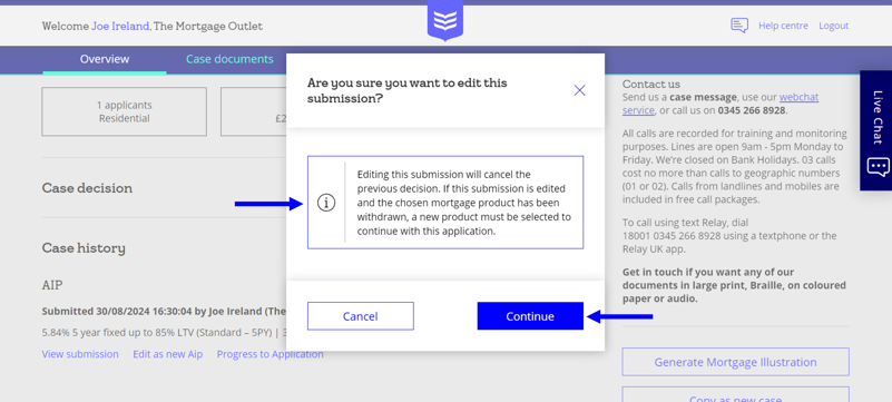 Image showing the warning message on our online application system